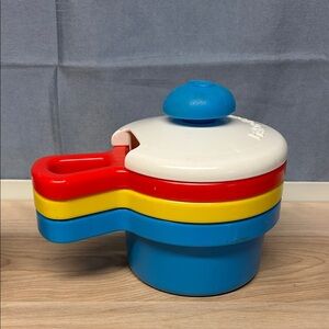 Fisher Price Nest Pots And Pans Lid Toy Lot Kids Pretend Kitchen Vtg 1989